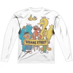 Trevco Men's Sesame Street Block Party Sublimated Long Sleeve Tee New