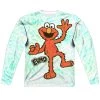 Trevco Men's Sesame Street Elmo Scribble Sublimated Long Sleeve Tee New