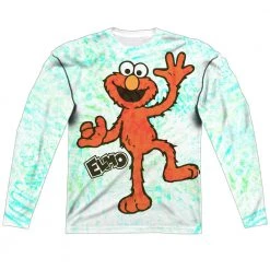 Trevco Men's Sesame Street Elmo Scribble Sublimated Long Sleeve Tee New