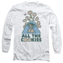 Trevco Men's Sesame Street All The Cookies Long Sleeve Tee