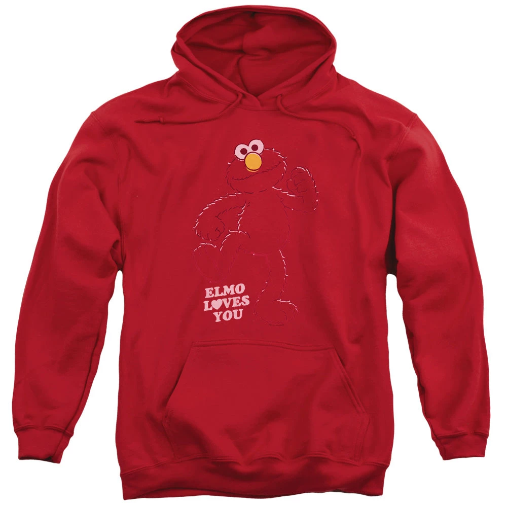 Trevco Men's Sesame Street Elmo Loves You Pullover Hoodie New 1 Trevco Men's Sesame Street Elmo Loves You Pullover Hoodie New
