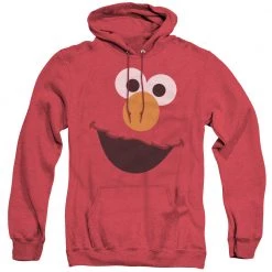 Trevco Men's Sesame Street Elmo Face Heather Pullover Hoodie New