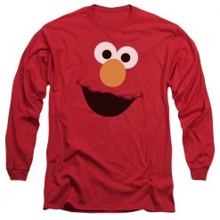 Trevco Men's Sesame Street Elmo Face Long Sleeve Tee