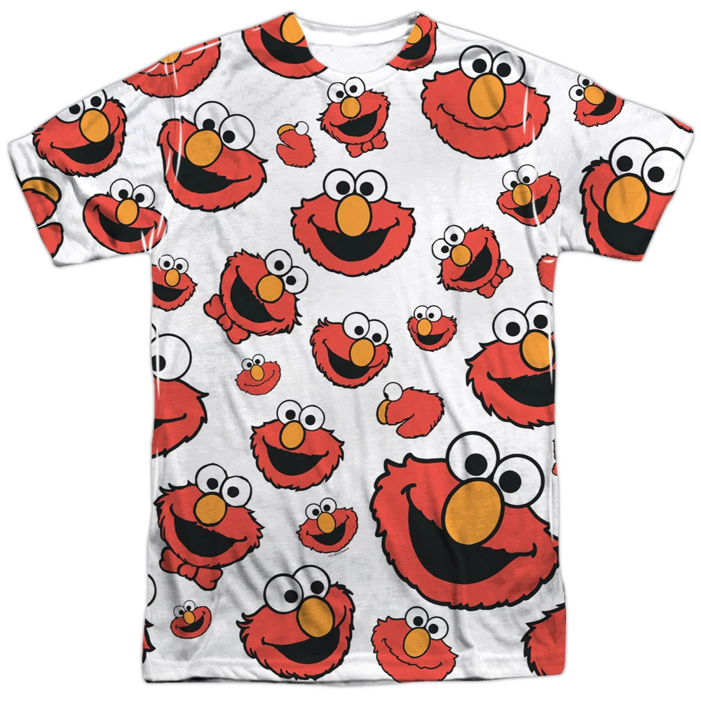 Trevco Men's Sesame Street Elmo Face Pattern Sublimated Tee 1 Trevco Men's Sesame Street Elmo Face Pattern Sublimated Tee