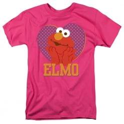 Trevco Men's Sesame Street Patterned Elmo Heart Tee