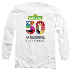 Trevco New Men's Sesame Street 50 Years Logo Long Sleeve Tee