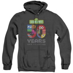 Trevco Men's Sesame Street 50 Years Logo Heather Pullover Hoodie
