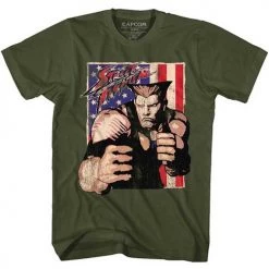 American Classics Men's Street Fighter Guile With Flag Lightweight Tee