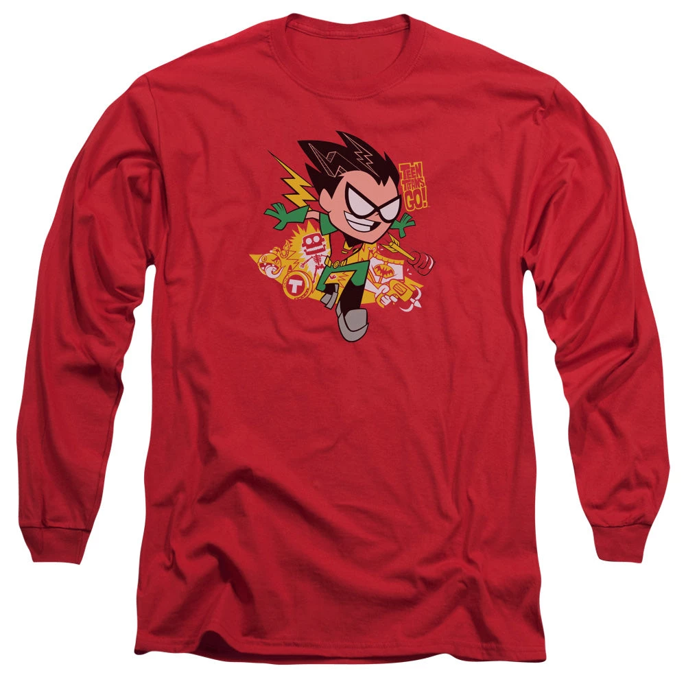 Trevco Men's Teen Titans Go! Robin Long Sleeve Tee 1 Trevco Men's Teen Titans Go! Robin Long Sleeve Tee