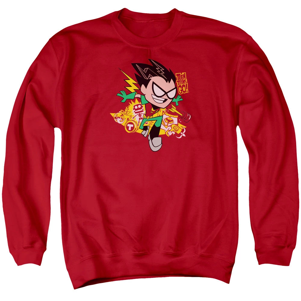 Trevco Men's Teen Titans Go! Robin Crewneck Sweatshirt New 1 Trevco Men's Teen Titans Go! Robin Crewneck Sweatshirt New
