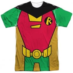Trevco Men's Teen Titans Go! Robin Uniform Sublimated Tee