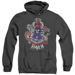 Trevco Men's Teen Titans Go! Raven Heather Pullover Hoodie