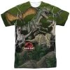 Trevco Men's Jurassic Park Pack Of Dinos Sublimated Tee New