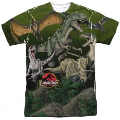 Trevco Men's Jurassic Park Pack Of Dinos Sublimated Tee New