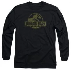 Trevco Men's Jurassic Park Distressed Logo Long Sleeve Tee