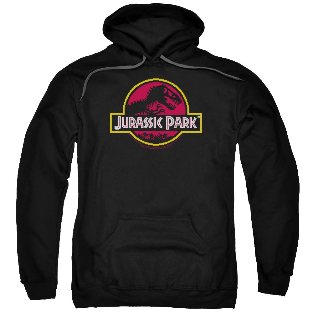 Trevco Men's Jurassic Park 8-Bit Logo Pullover Hoodie 1 Trevco Men's Jurassic Park 8-Bit Logo Pullover Hoodie