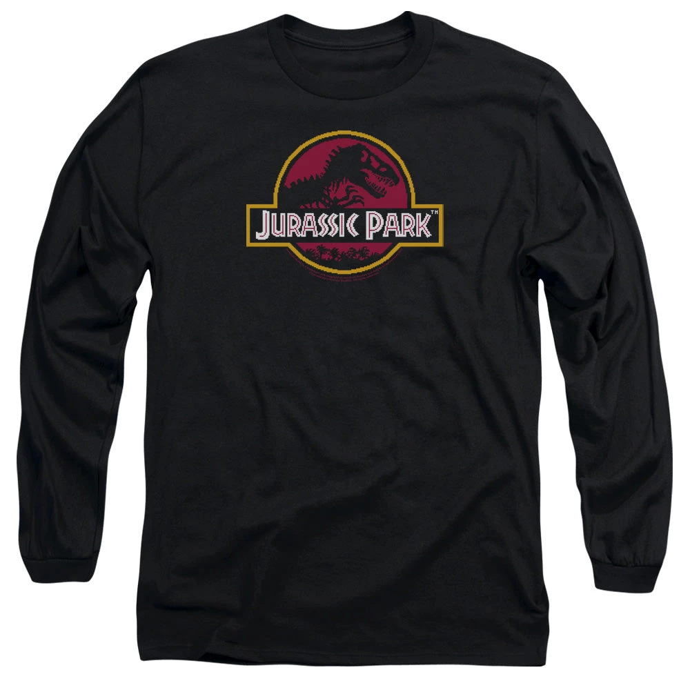 Trevco Men's Jurassic Park 8-Bit Logo Long Sleeve Tee 1 Trevco Men's Jurassic Park 8-Bit Logo Long Sleeve Tee