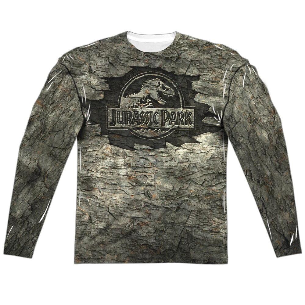 Trevco Men's Jurassic Park Jurassic Stone Sublimated Long Sleeve Tee 1 Trevco Men's Jurassic Park Jurassic Stone Sublimated Long Sleeve Tee