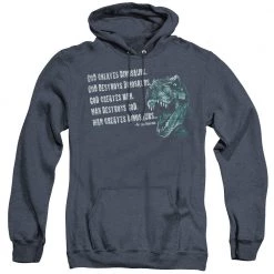 Trevco Men's Jurassic Park God Creates Dinosaurs Heather Pullover Hoodie