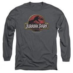 Trevco Men's Jurassic Park Stone Logo Long Sleeve Tee New