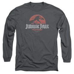 Trevco Men's Jurassic Park Faded Logo Long Sleeve Tee