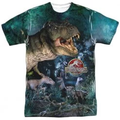 Trevco Men's Jurassic Park Dinos Gather Sublimated Tee New