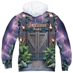 Trevco Men's Jurassic Park Welcome To The Park Sublimated Pullover Hoodie New