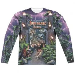 Trevco New Men's Jurassic Park Welcome To The Park Sublimated Long Sleeve Tee