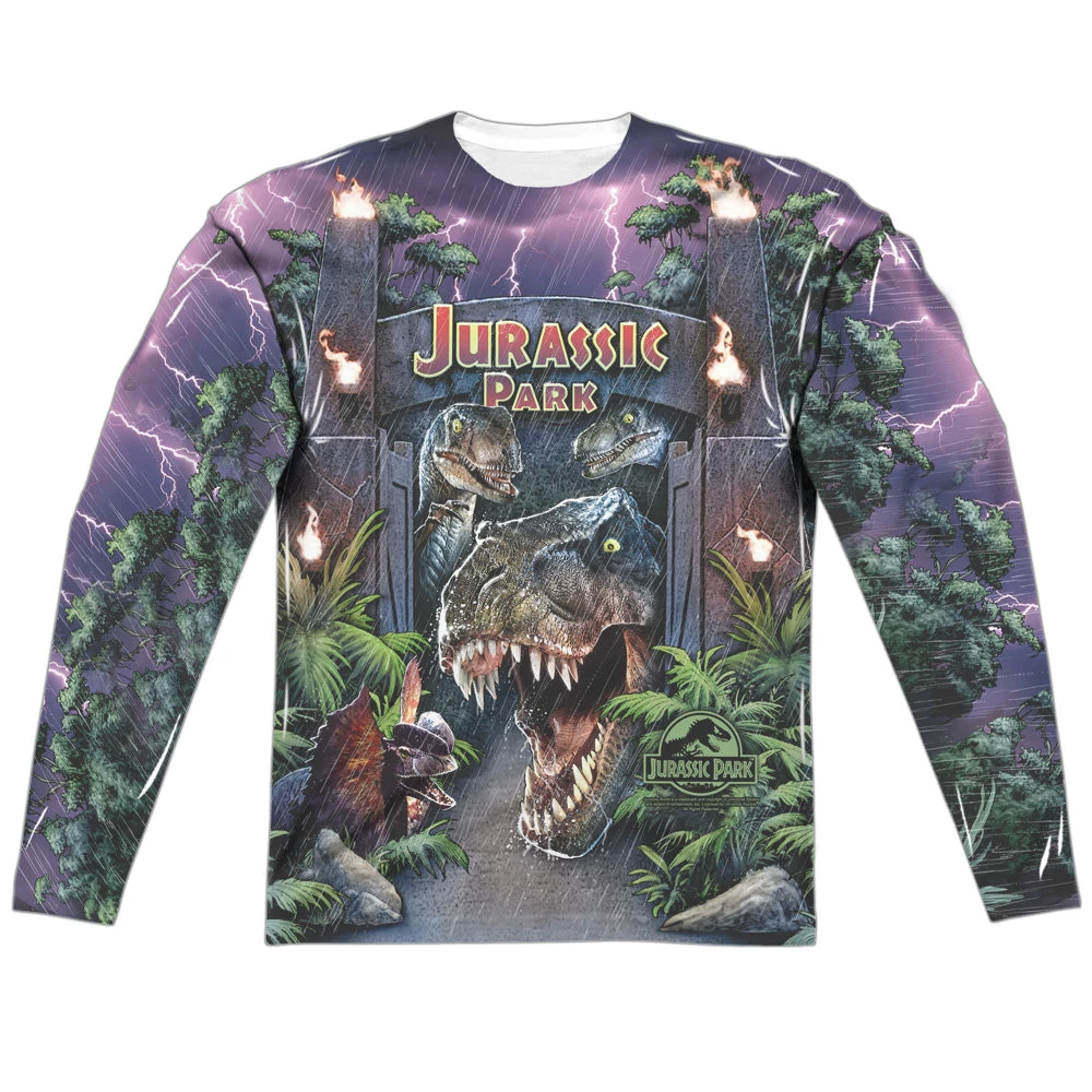 Trevco New Men's Jurassic Park Welcome To The Park Sublimated Long Sleeve Tee 1 Trevco New Men's Jurassic Park Welcome To The Park Sublimated Long Sleeve Tee