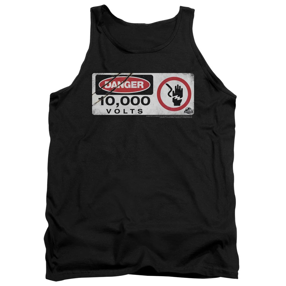 Trevco Men's Jurassic Park Electric Fence Sign Tank Top New 1 Trevco Men's Jurassic Park Electric Fence Sign Tank Top New
