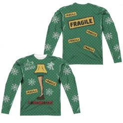 Trevco Men's A Christmas Story Leg Lamp Sweater Sublimation Long Sleeve Tee New