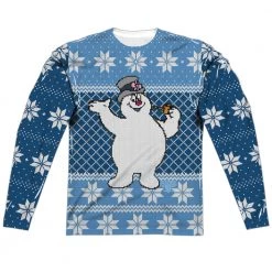 Trevco Men's Frosty The Snowman Frosty Sweater Sublimated Long Sleeve Tee