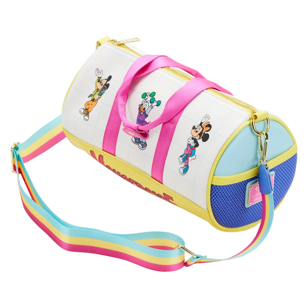New Loungefly Disney Mousercise Duffle Bag Crossbody 3 New Loungefly Disney Mousercise Duffle Bag Crossbody