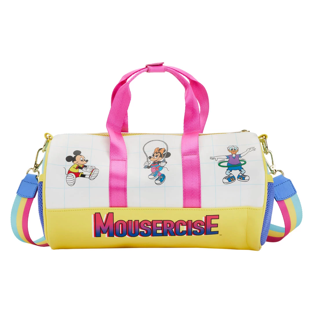 New Loungefly Disney Mousercise Duffle Bag Crossbody 4 New Loungefly Disney Mousercise Duffle Bag Crossbody
