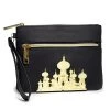 Buckle-Down Disney Aladdin Jasmine Script Debossed Black Wristlet With Rose Gold Castel Emblem