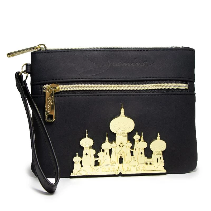 Buckle-Down Disney Aladdin Jasmine Script Debossed Black Wristlet With Rose Gold Castel Emblem 1 Buckle-Down Disney Aladdin Jasmine Script Debossed Black Wristlet With Rose Gold Castel Emblem