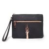 Buckle-Down Disney Tangled Rapunzel Script Debossed Black Wristlet With Rose Gold Castel Emblem
