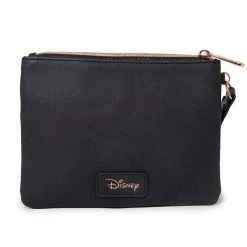 Buckle-Down Disney Snow White Script Debossed Black Wristlet With Rose Gold Castle Emblem New