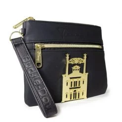 Buckle-Down Disney Tiana Script Debossed Black Wristlet With Rose Gold Castle Emblem New