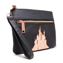 Buckle-Down Disney The Little Mermaid Ariel Script Debossed Wristlet With Rose Gold Castle Emblem