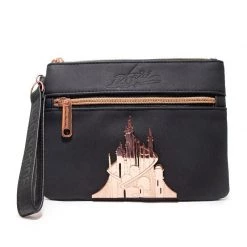 Buckle-Down Disney The Little Mermaid Ariel Script Debossed Wristlet With Rose Gold Castle Emblem