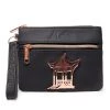 Buckle-Down Disney Mulan Script Debossed Black Wristlet With Rose Gold Castle Emblem New