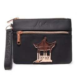 Buckle-Down Disney Mulan Script Debossed Black Wristlet With Rose Gold Castle Emblem New