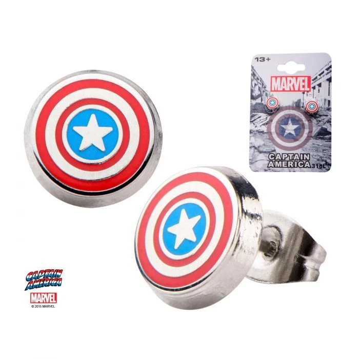 Sales One New Marvel Captain America Logo Round Stud Earrings 1 Sales One New Marvel Captain America Logo Round Stud Earrings
