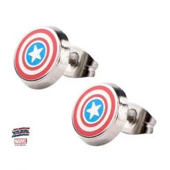 Sales One New Marvel Captain America Logo Round Stud Earrings