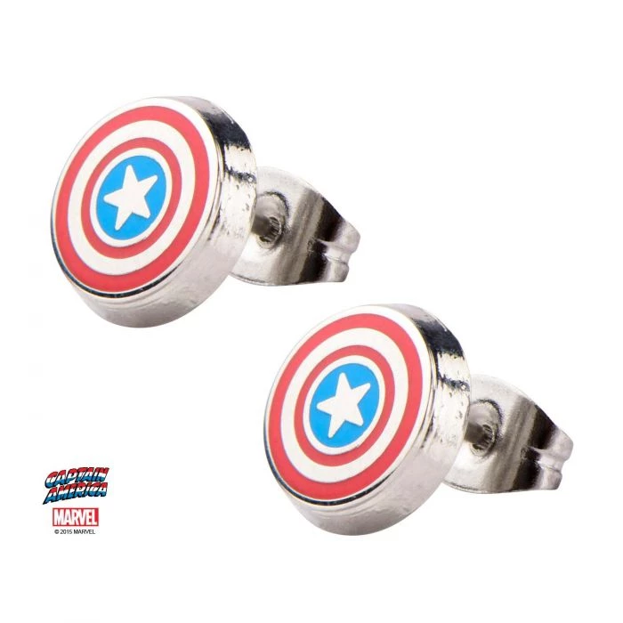 Sales One New Marvel Captain America Logo Round Stud Earrings 2 Sales One New Marvel Captain America Logo Round Stud Earrings