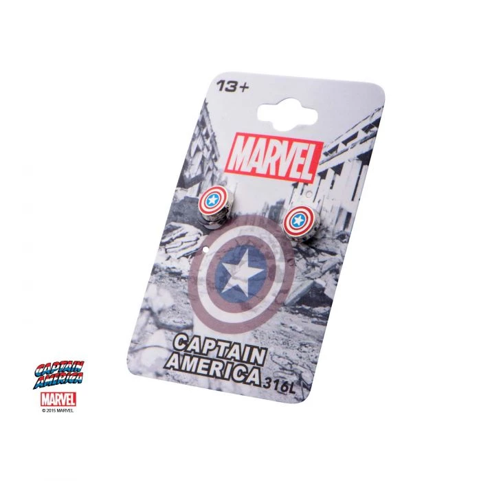 Sales One New Marvel Captain America Logo Round Stud Earrings 3 Sales One New Marvel Captain America Logo Round Stud Earrings