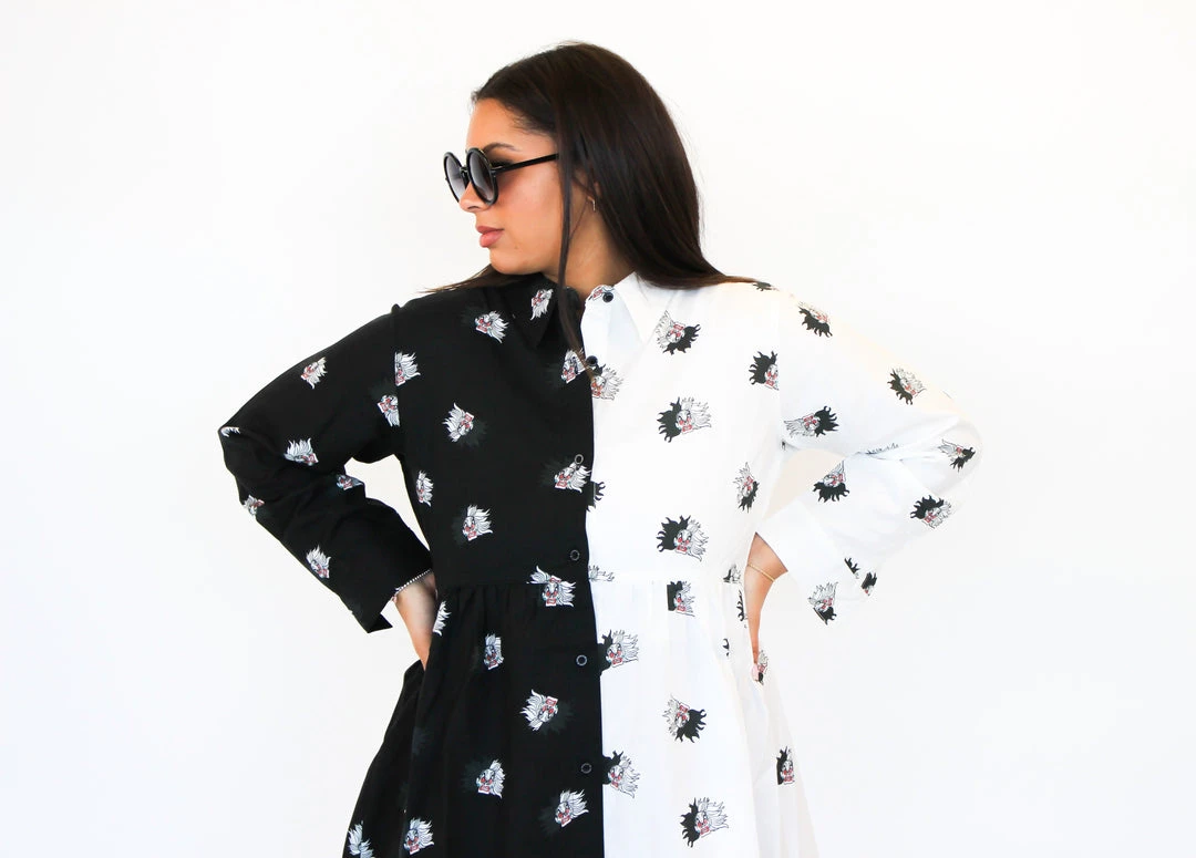 Cakeworthy Disney Cruella Button Down Dress 7 Cakeworthy Disney Cruella Button Down Dress
