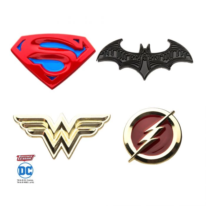 Sales One New Dc Comics Justice League 4Pc Enamel Lapel Pin Set 1 Sales One New Dc Comics Justice League 4Pc Enamel Lapel Pin Set
