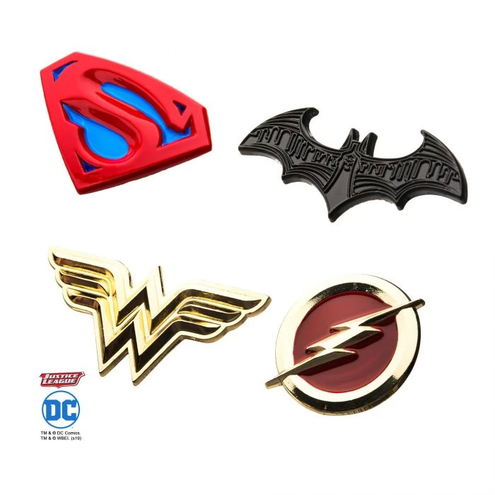 Sales One New Dc Comics Justice League 4Pc Enamel Lapel Pin Set 3 Sales One New Dc Comics Justice League 4Pc Enamel Lapel Pin Set